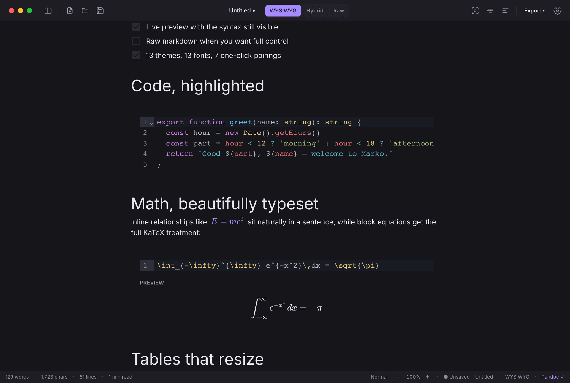 Highlighted code block in Marko
