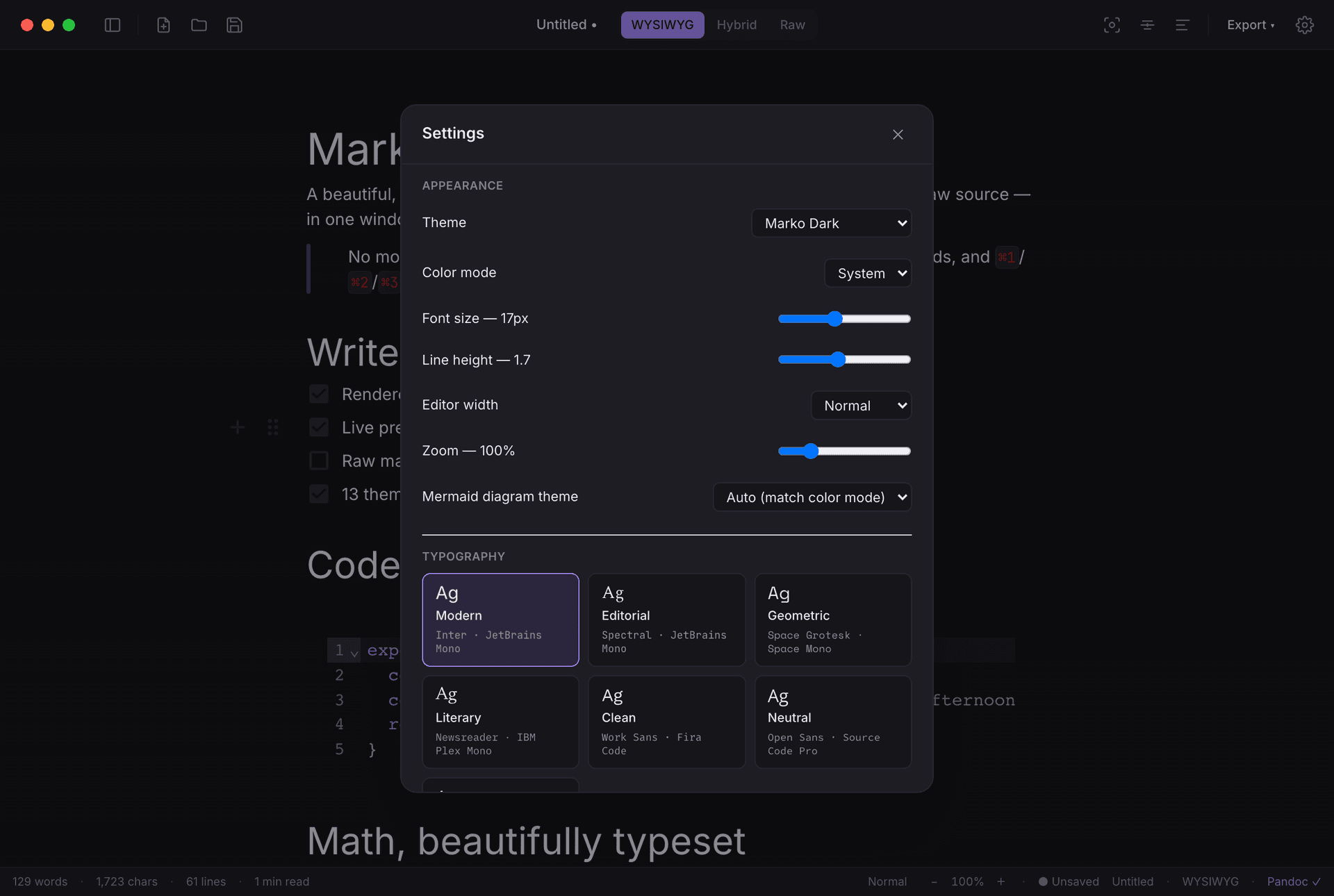 Typography settings in Marko